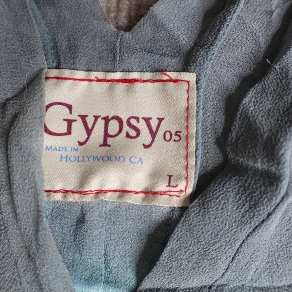 Gypsy 05 Womens Top Large Blue Sheer V-Neck - Picture 2 of 8